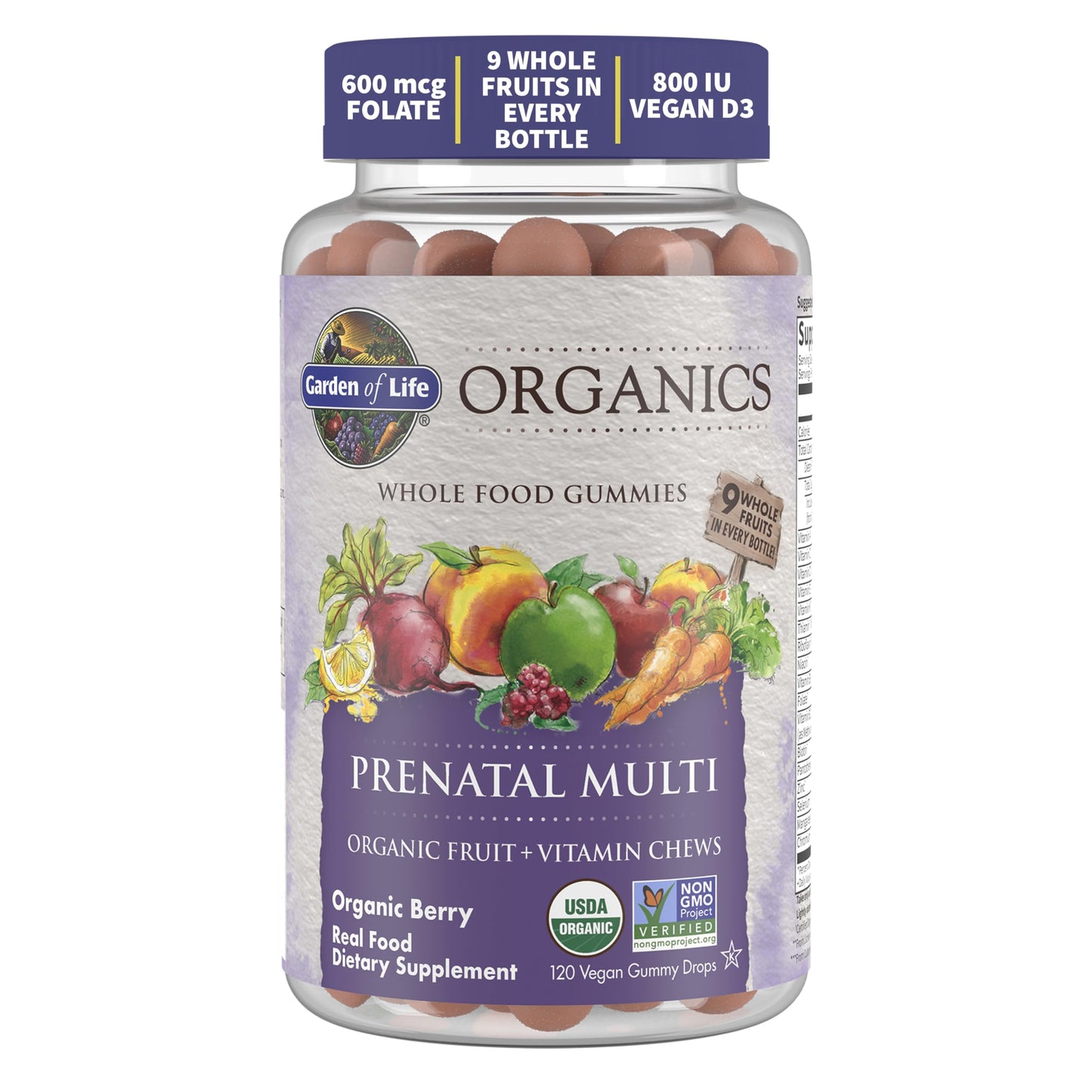 Garden of Life Organic Prenatal & Women's Gummy Vitamins Bundle - Berry Flavor, Non-GMO, Gluten Free, Vegan - 240 Gummies