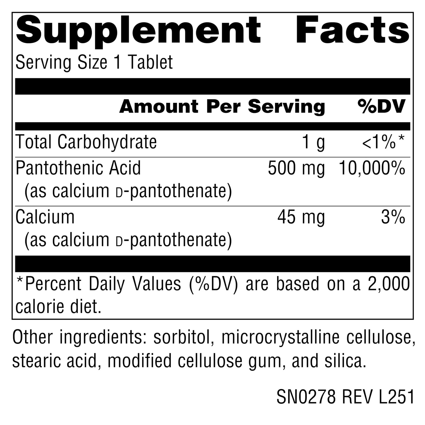 Source Naturals Pantothenic Acid Vitamin B-5 Dietary Supplement 500mg, 200 Tablets