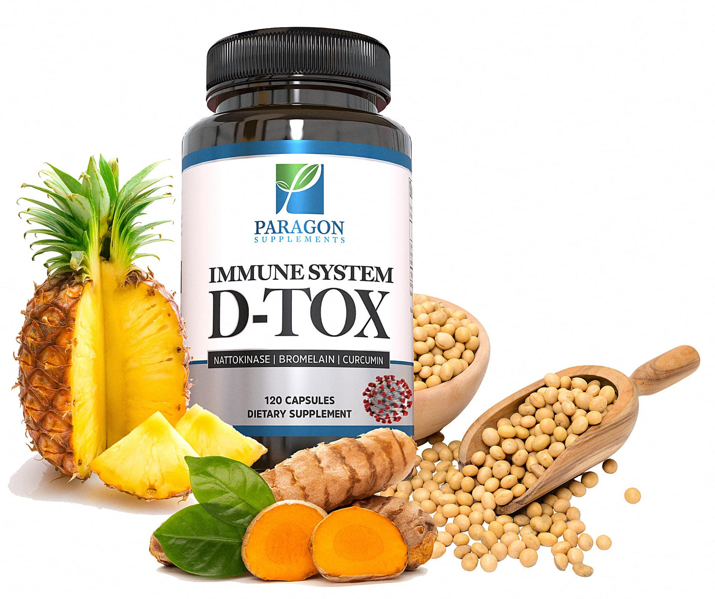 Paragon Supplements Spike Protein Removal - Original Spike Detox Formula with Nattokinase, Bromelain & Curcumin - 3-in-1 Immune System Supplement, 120 Capsules