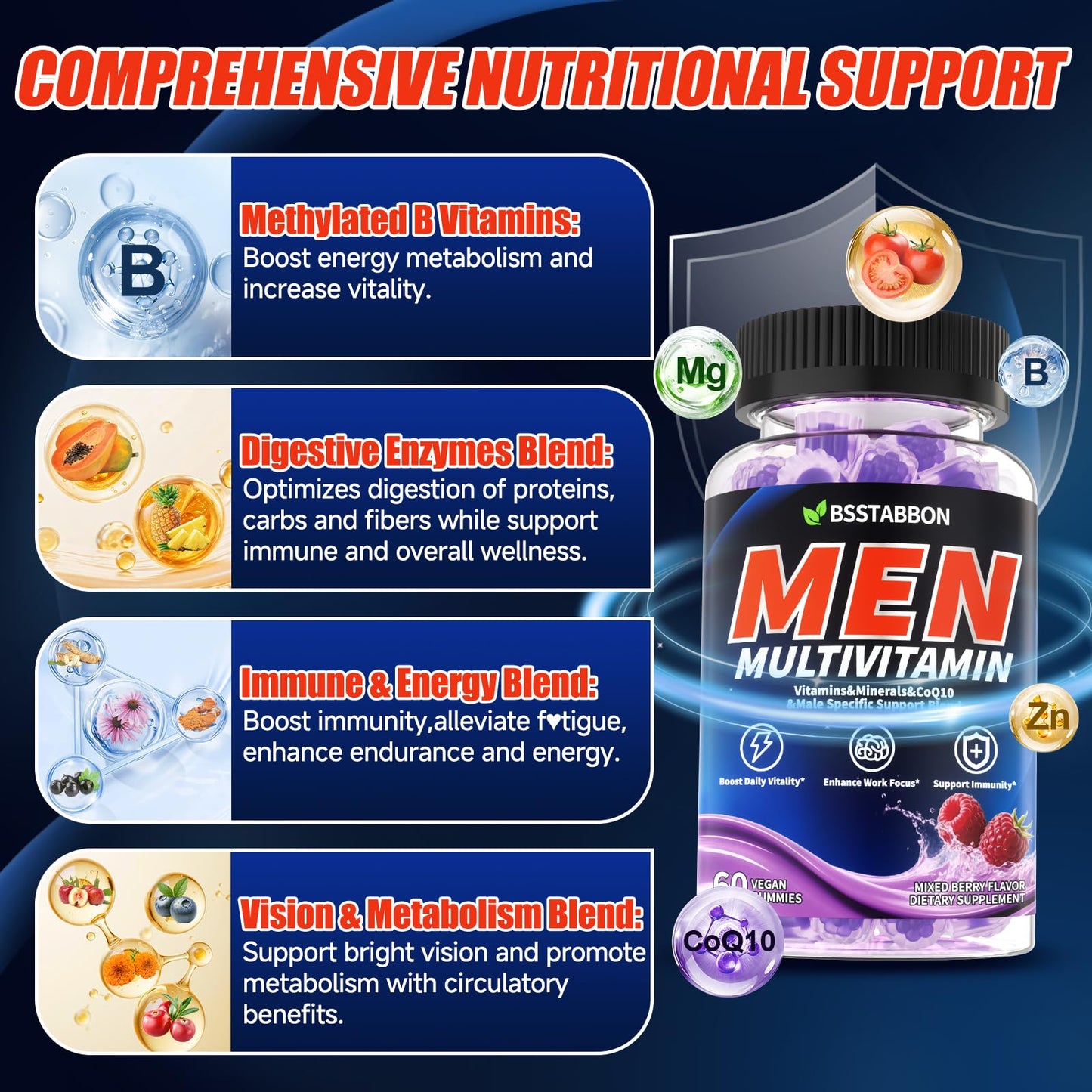 BSSTABBON Multivitamin Gummies for Men, 120 Gummies