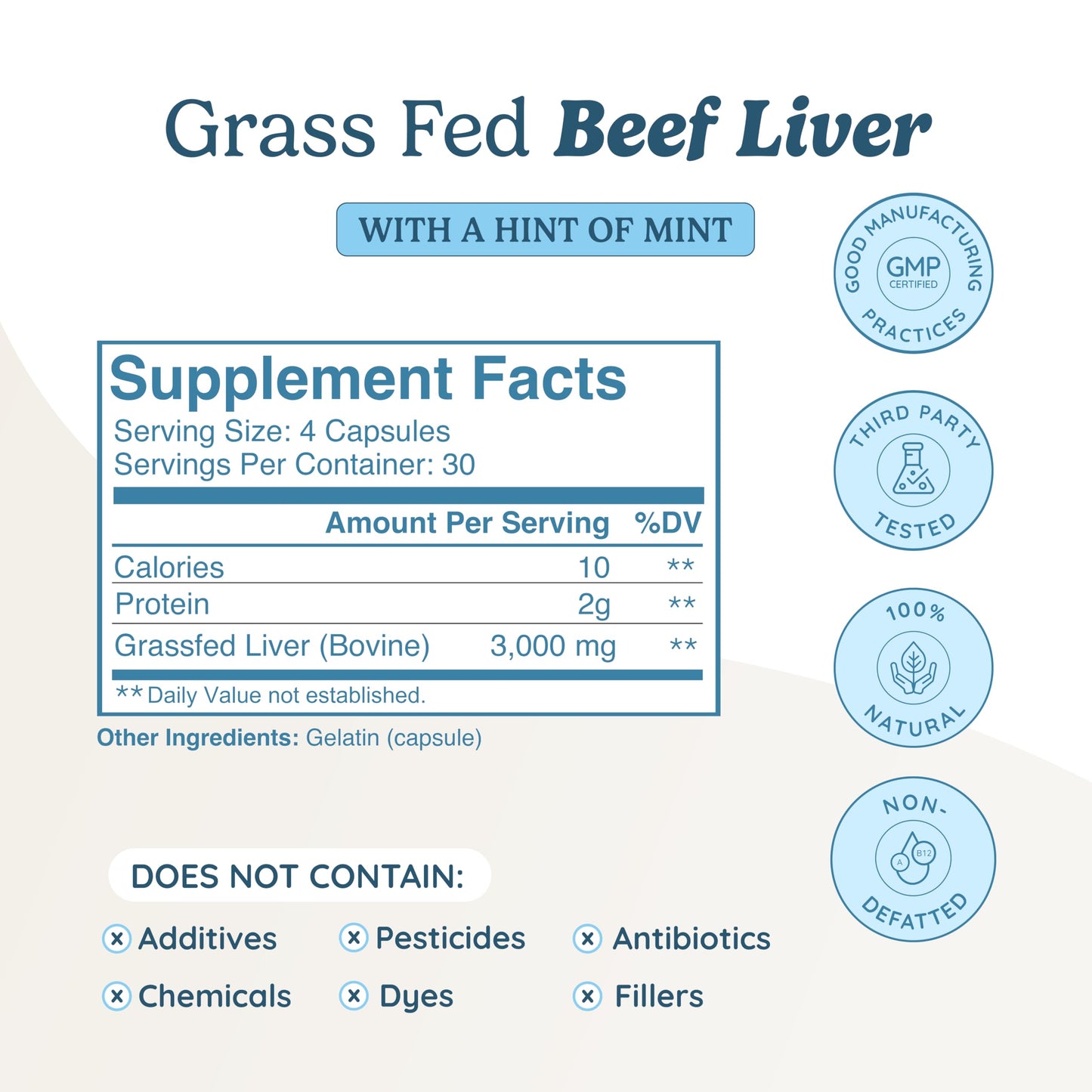 WONDERCOW Beef Liver Capsules, 30 Count