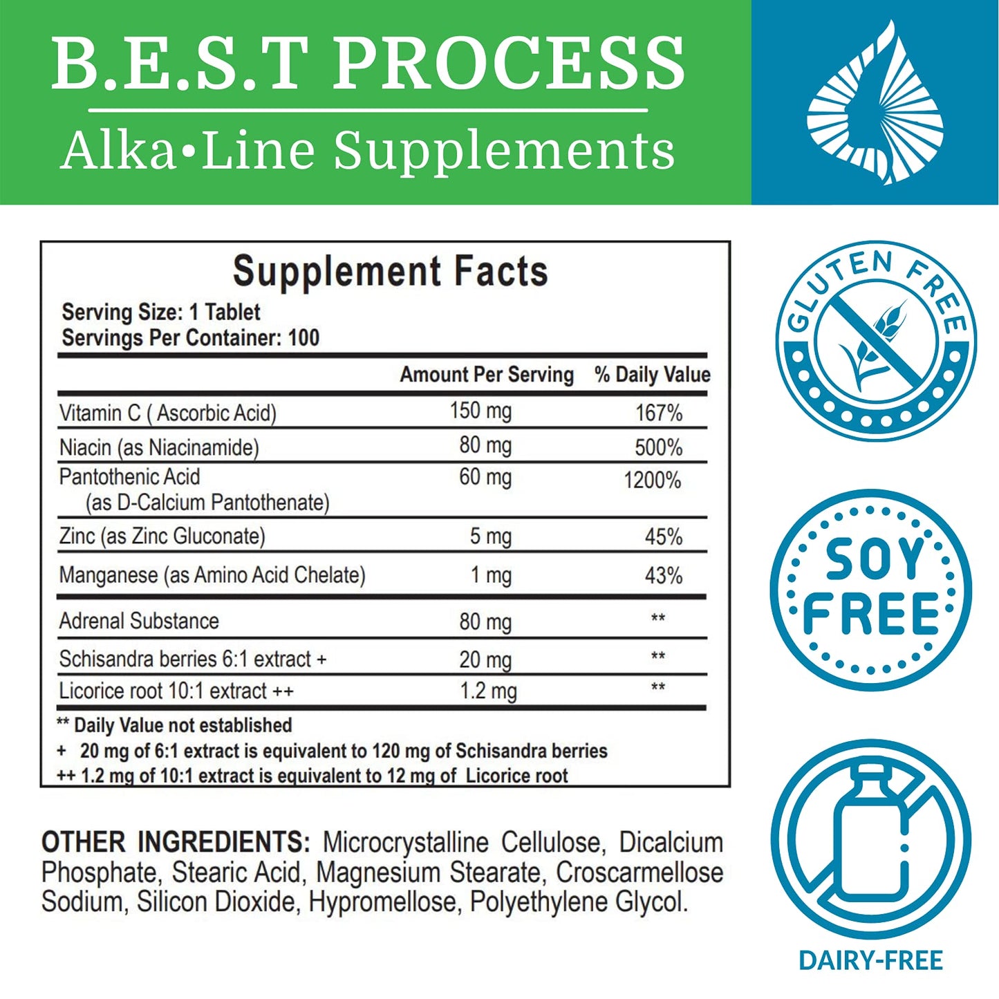 Morter HealthSystem Adrenergy Adrenal Support with Adrenal Gland Extract, Adaptogens, Vitamins & Minerals Tablets, 2 Count