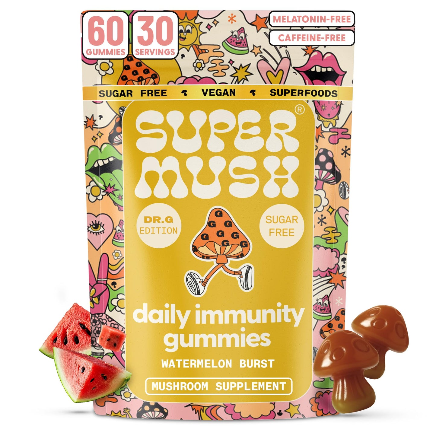 SuperMush Dr. G Daily Greens Immunity Gummies Lion's Mane 60 Count