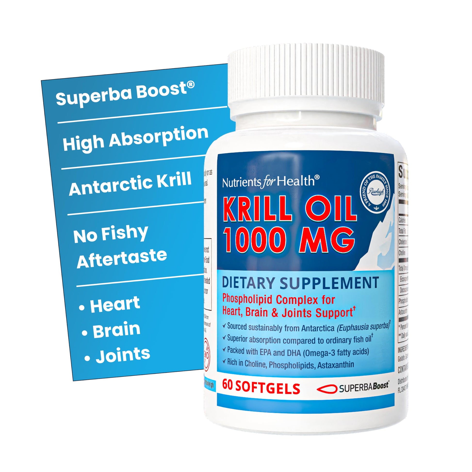 Rawleigh Superba Boost Antarctic Krill Oil 1000mg Softgel, 60 Count