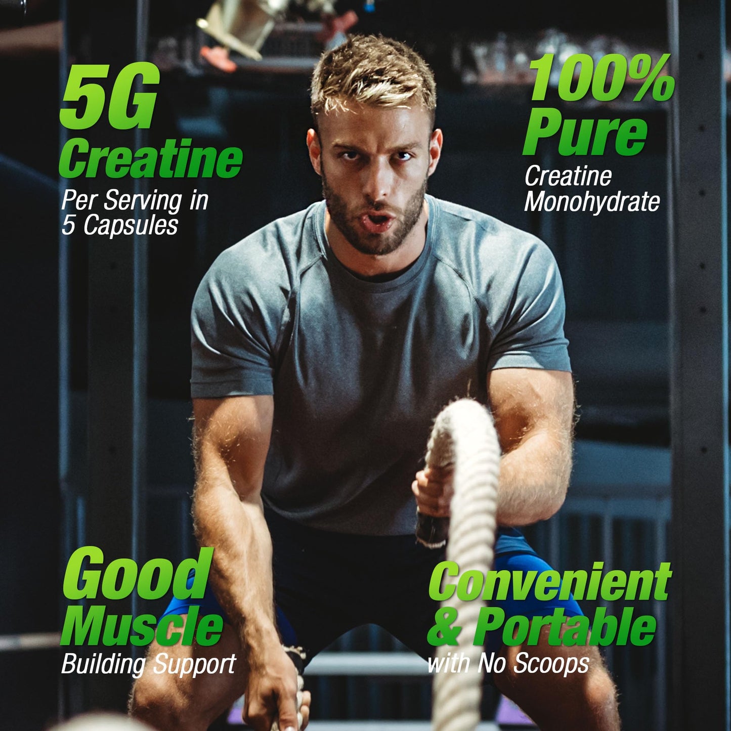BIKAYALUE Creatine Monohydrate 5000mg Capsule, 200 Count