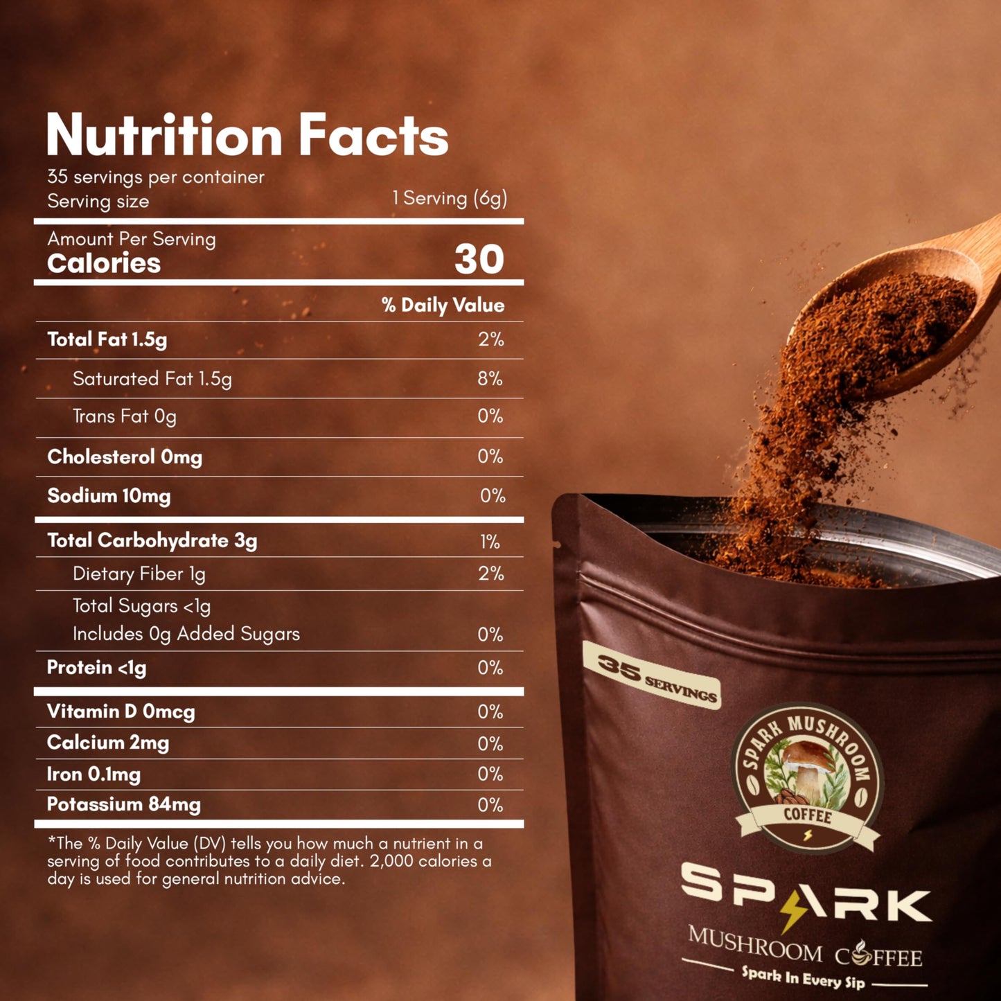 Spark Mushroom Coffee Powder 7.4 oz