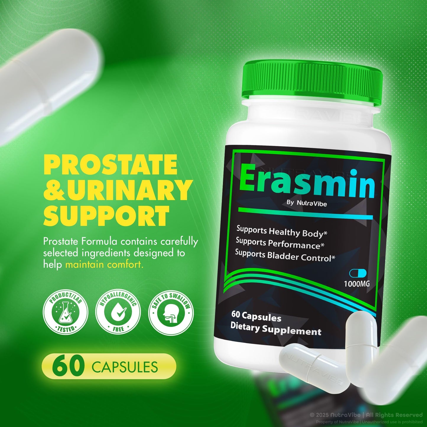 NutraVibe Erasmin Prostate & Bladder Health Capsule, 120 Capsules