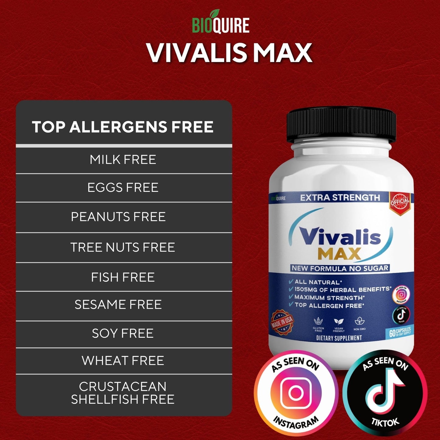 BIOQUIRE Vivalis Max Organic Maca Root Complex 60 Capsules