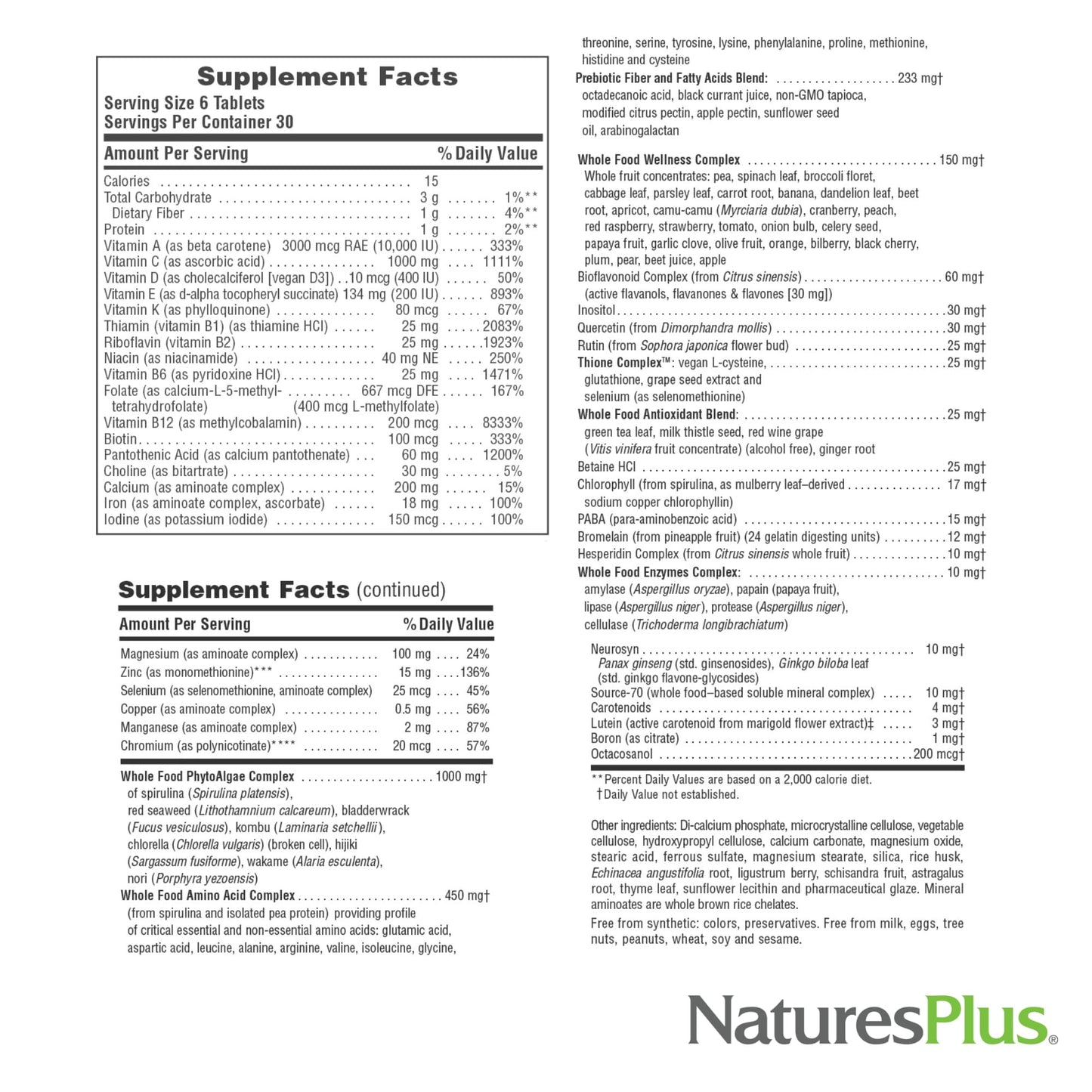 NaturesPlus Ultra Source of Life Multivitamin Tablet 180 Count