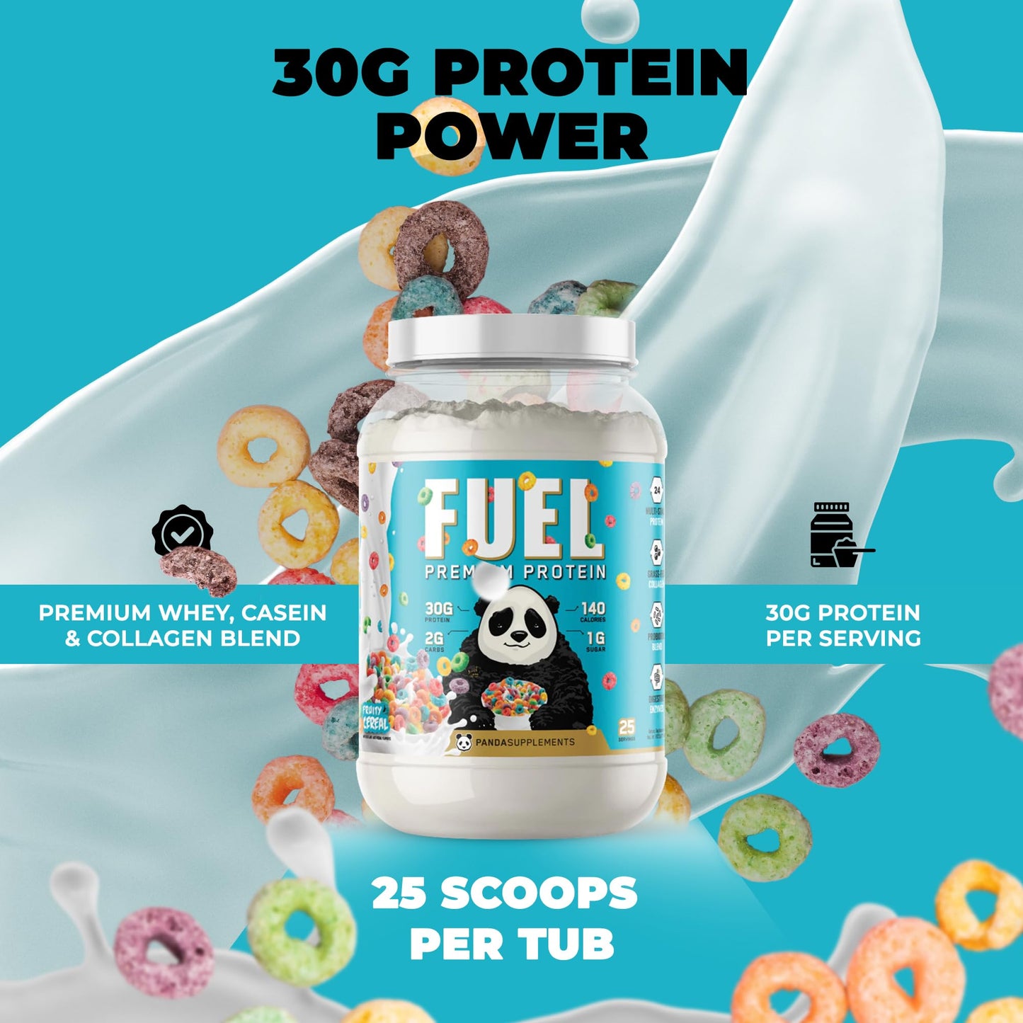 Underground Bio Labs Panda Fuel Premium Protein Whey Powder, 40 Servings, 2.5 Pound, Fruity Cereal