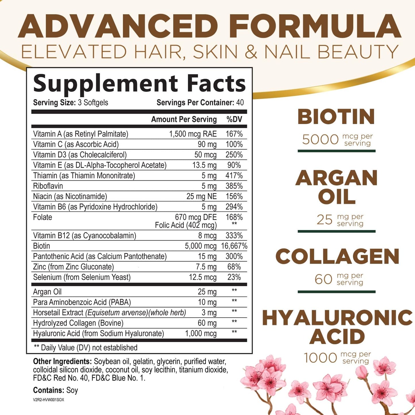Nature's Nutrition Hair, Skin & Nails Biotin 5000mcg Softgels 120 Count