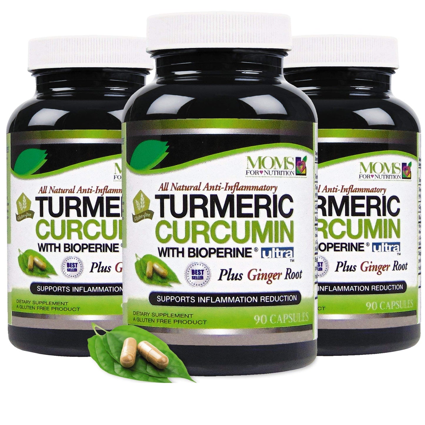 Moms For Nutrition Turmeric Curcumin Complex with Black Pepper Extract 1650 mg, Piperine, Ginger Root Extract Capsules 270