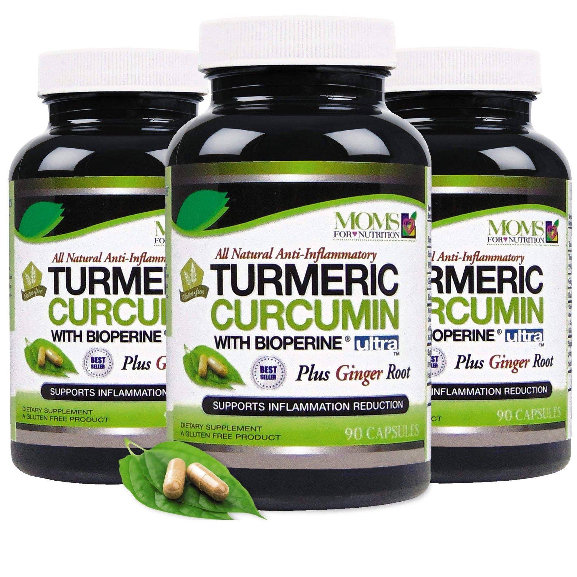 Moms For Nutrition Turmeric Curcumin Complex with Black Pepper Extract 1650 mg, Piperine, Ginger Root Extract Capsules 270