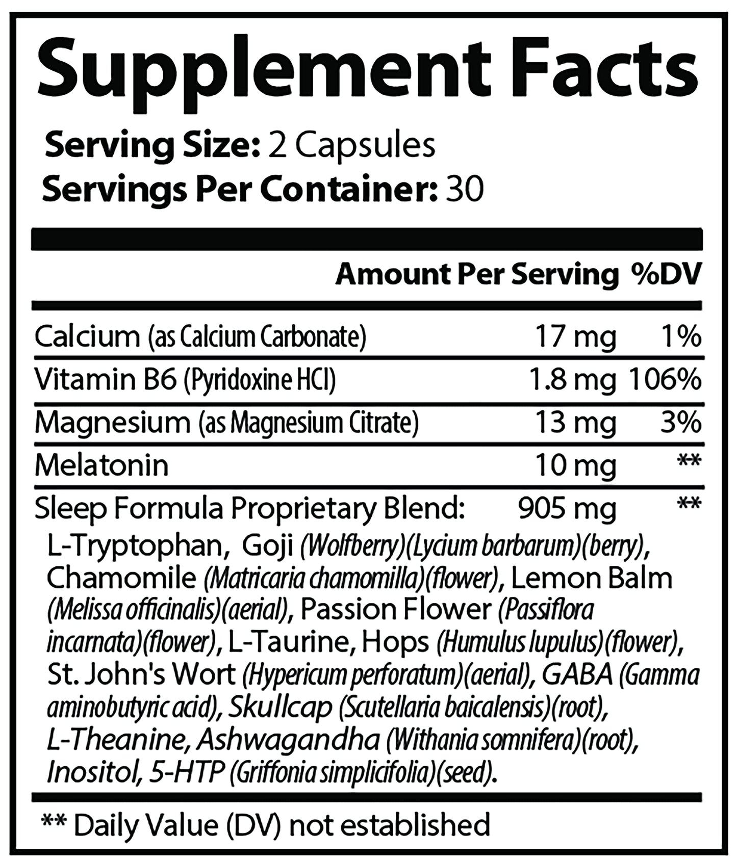 Coast to Coast Nutrition Sleep Support Supplement 60 Capsules
