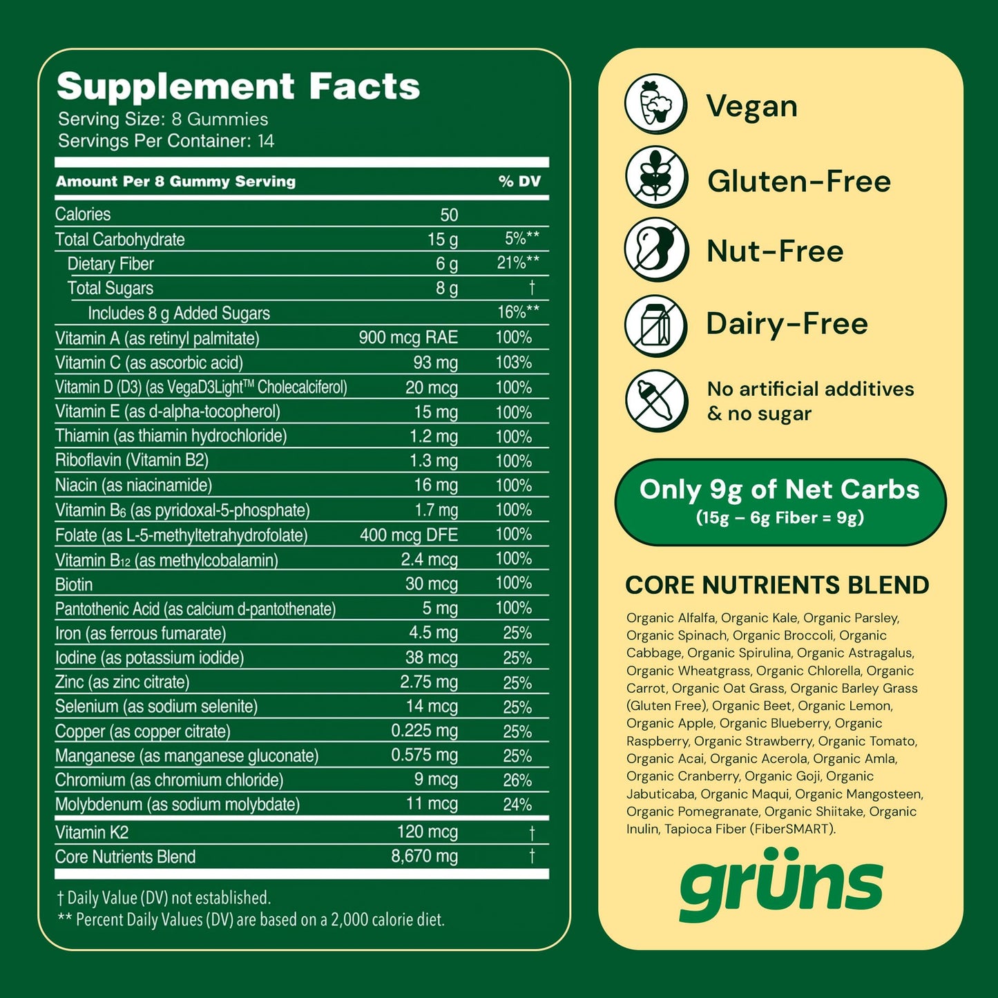 Grüns Adult Super Greens Gummies 112 Count