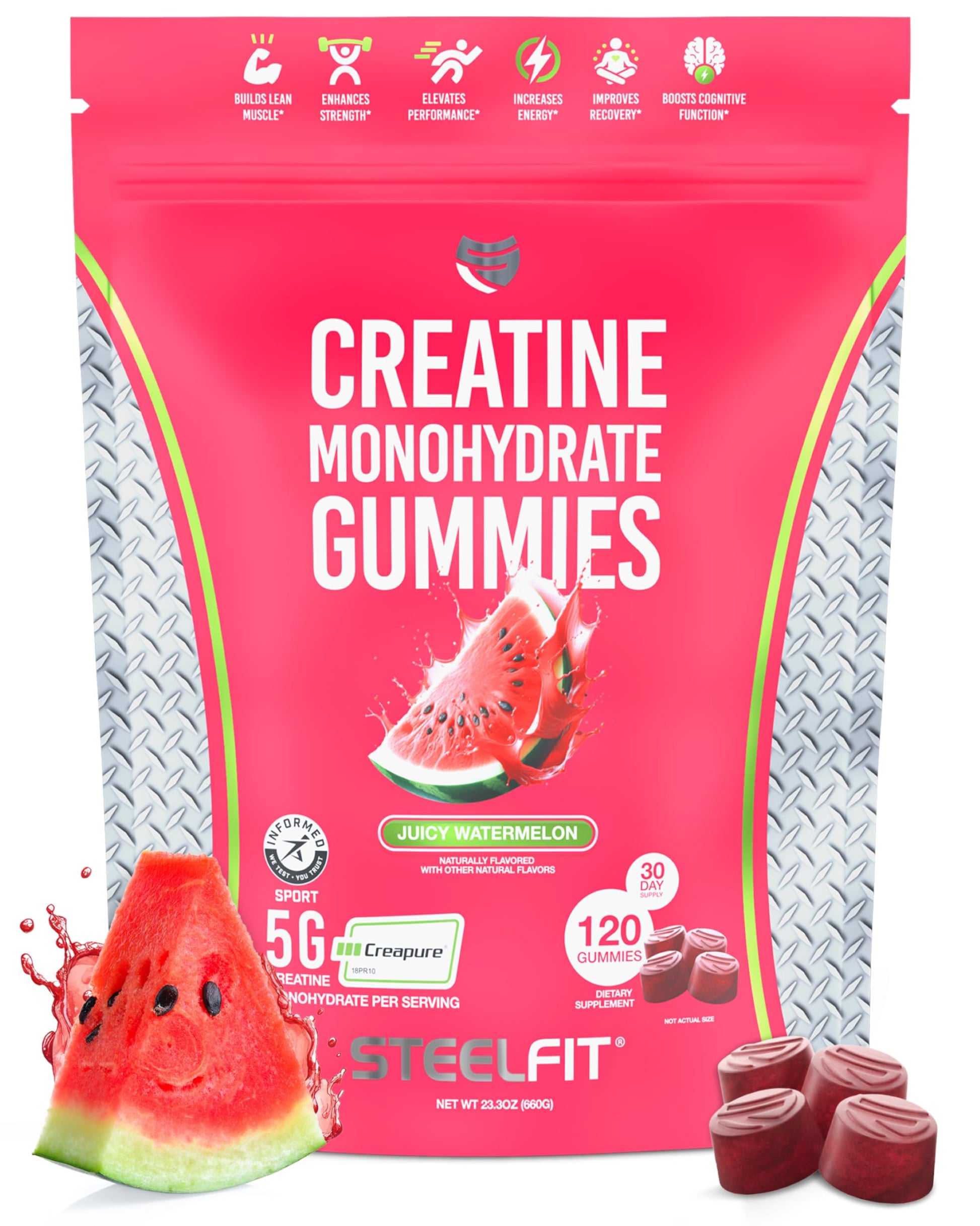 SteelFit Creapure Creatine Monohydrate, 120 Gummies