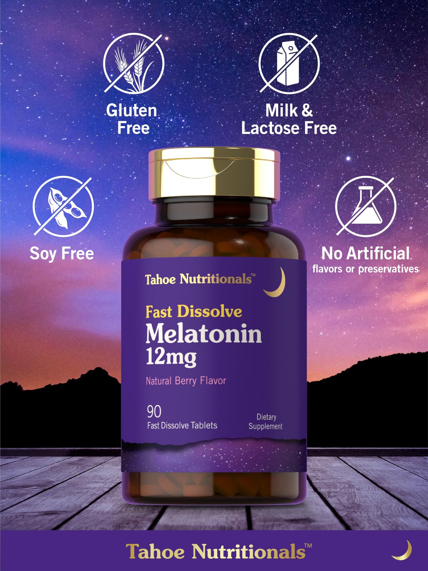Tahoe Nutritionals Melatonin 12mg Fast Dissolve Tablets 90 Count
