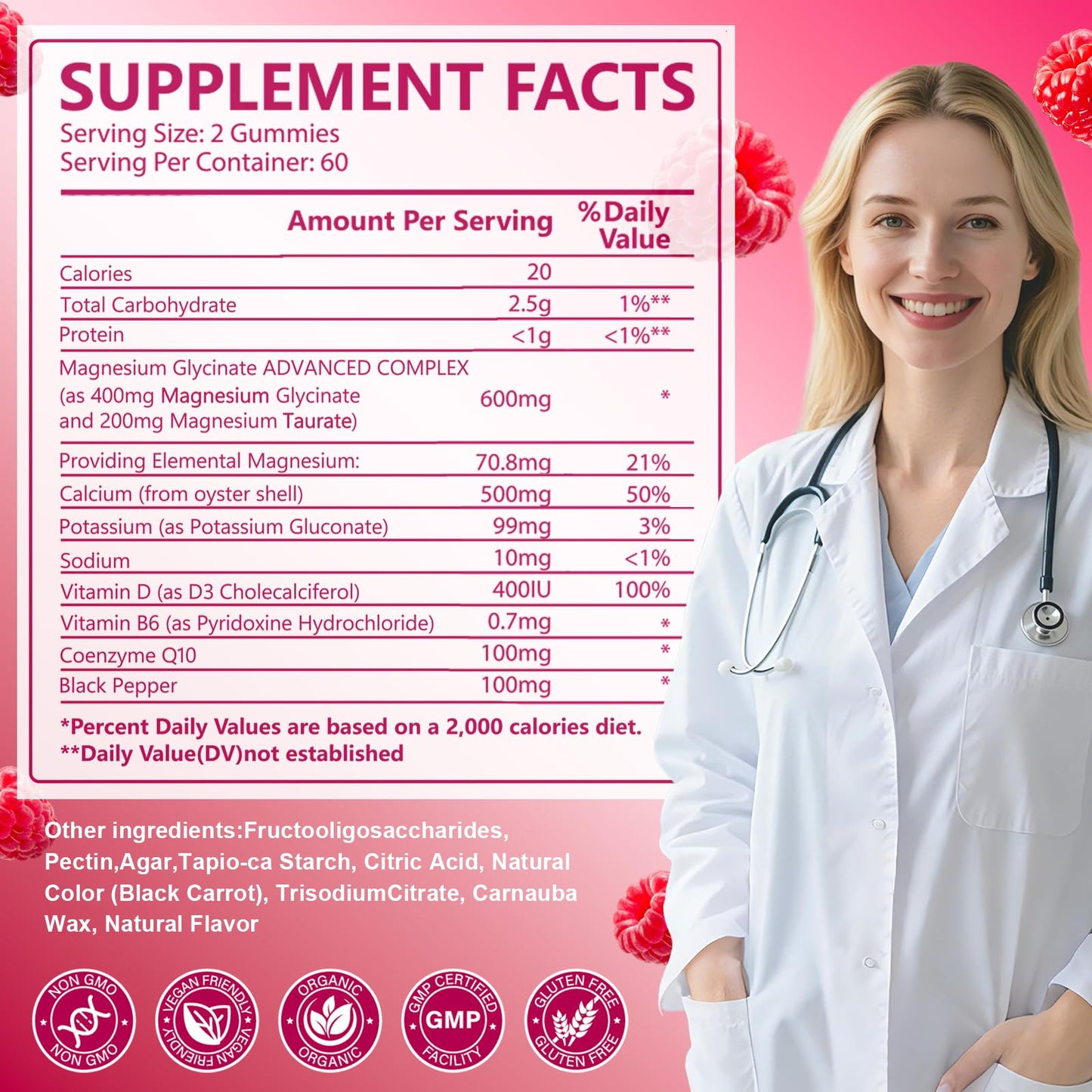 Biokynt Magnesium Glycinate Gummies 600mg, High Absorption Magnesium Supplement, 120 Gummies