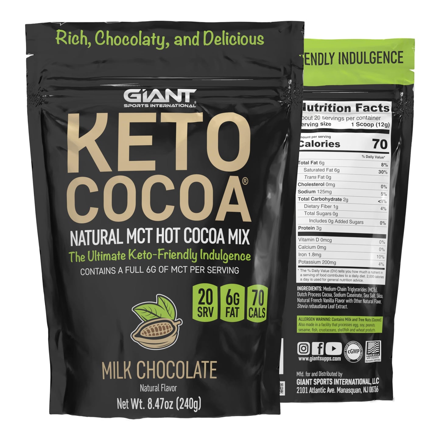 Giant Sports International Keto Cocoa Powder 8.5 oz