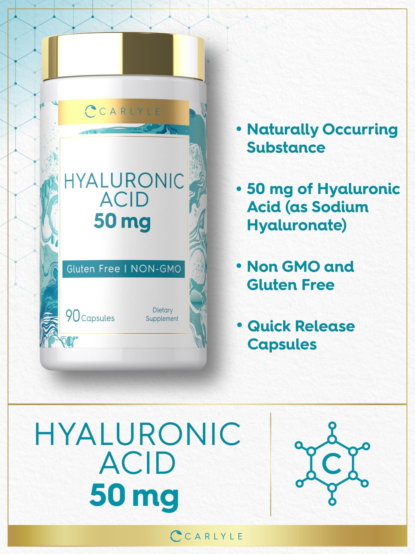 Carlyle Hyaluronic Acid Supplement 50 mg Capsule, 90 Capsules