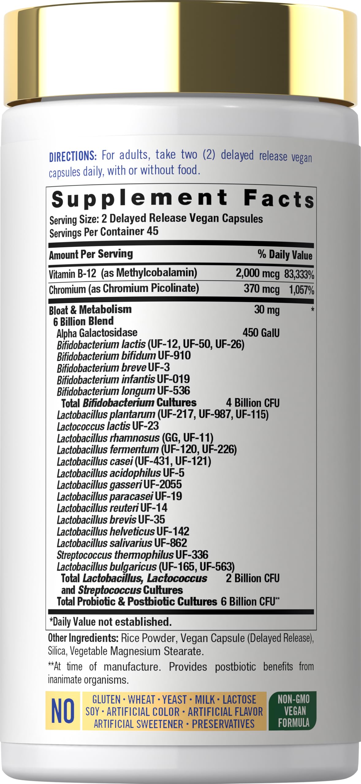 Carlyle Bloat and Metabolism Probiotic Capsule, 90 Count