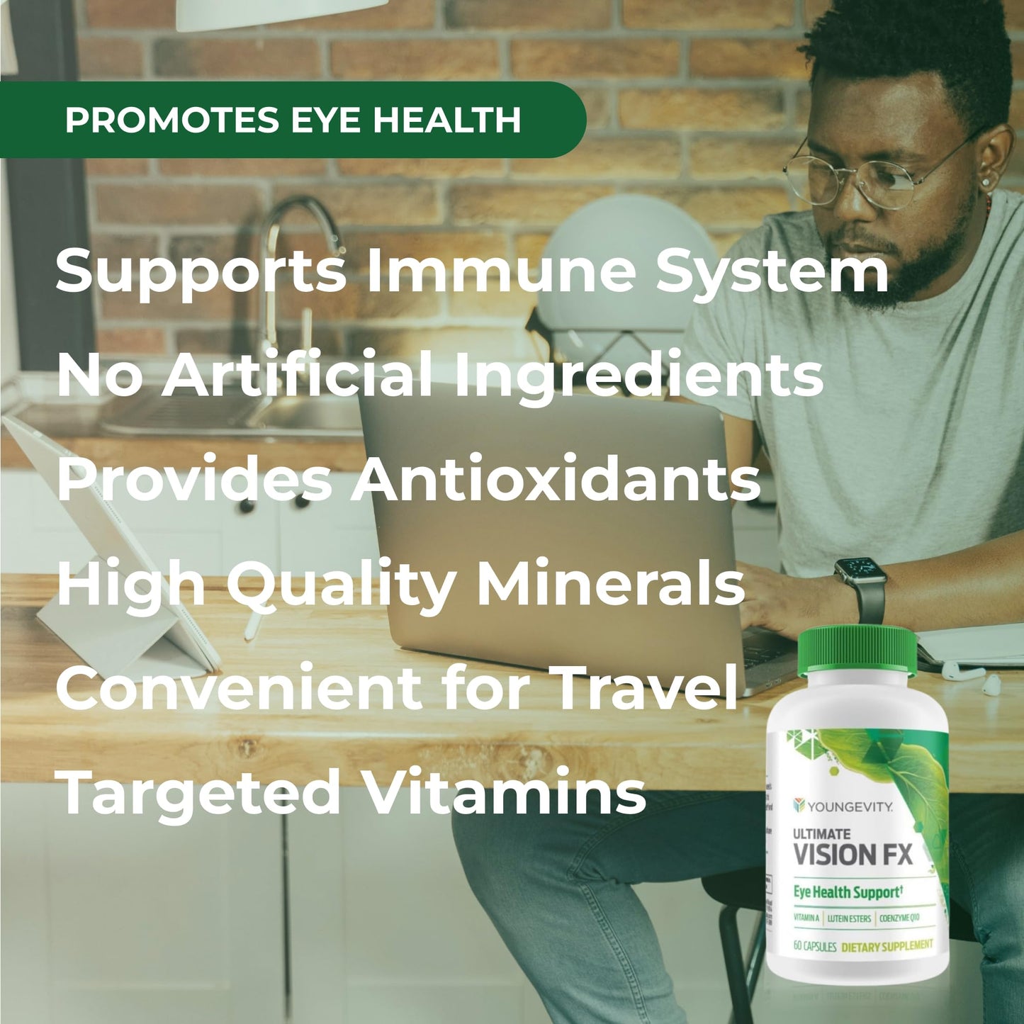 Youngevity Ultimate Vision FX Eye Health Supplement with Lutein Capsules 60 Count