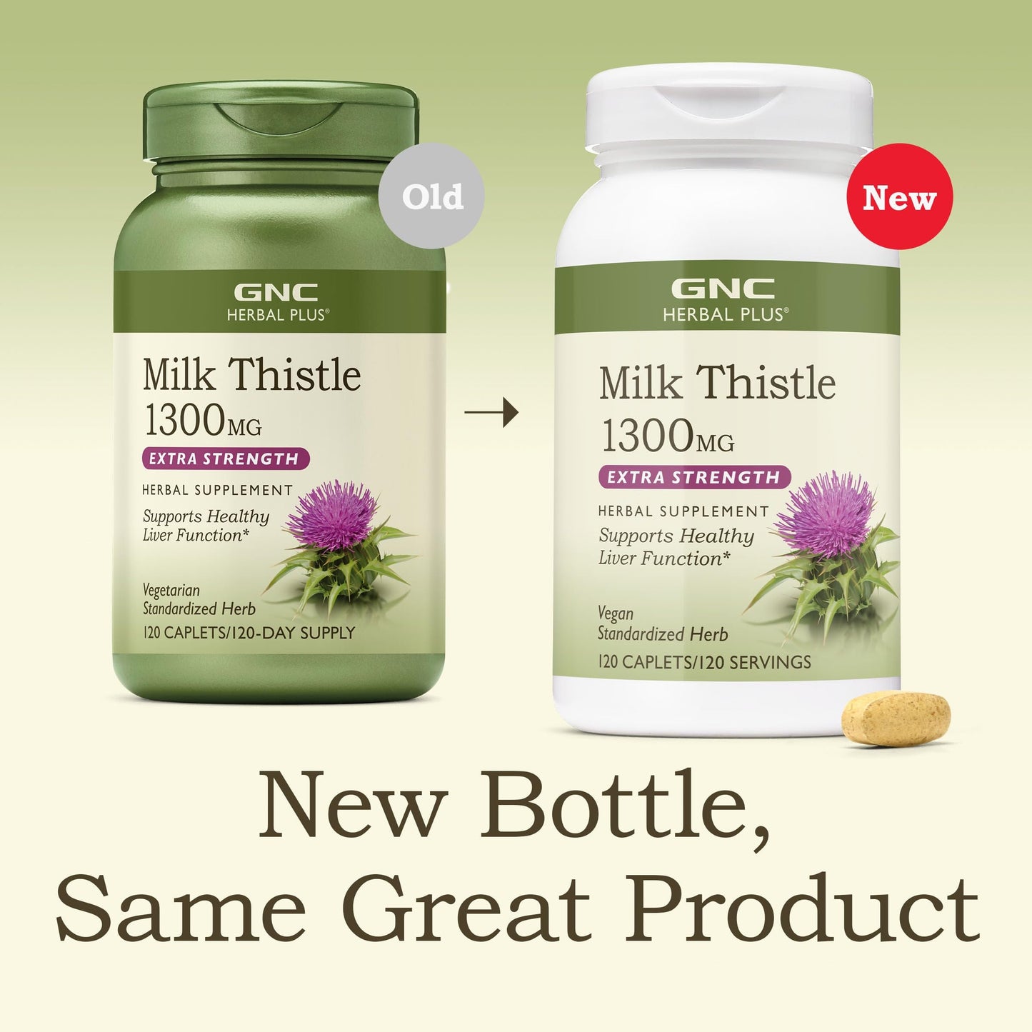 GNC Herbal Plus Milk Thistle 1300mg Extra Strength Caplets, 120 Count