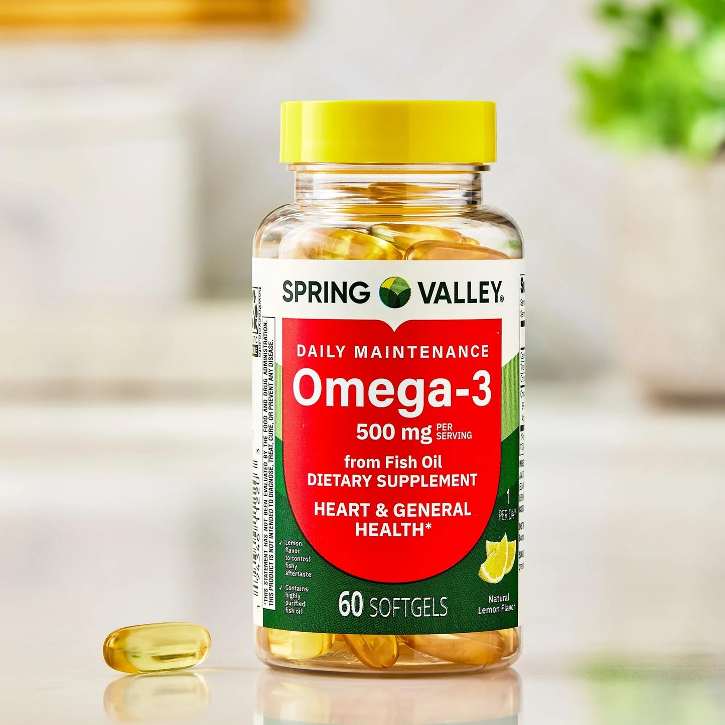 SUREFECT Spring Valley Daily Maintenance Omega-3 from Fish Oil Dietary Supplement Softgels 60 Count