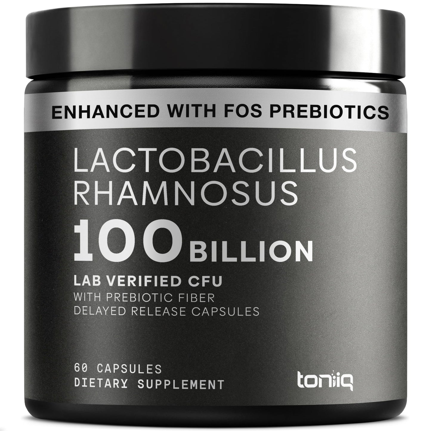 Toniiq Lactobacillus Rhamnosus with Prebiotic FOS 100B CFU Delayed Release Capsules, 60 Capsules