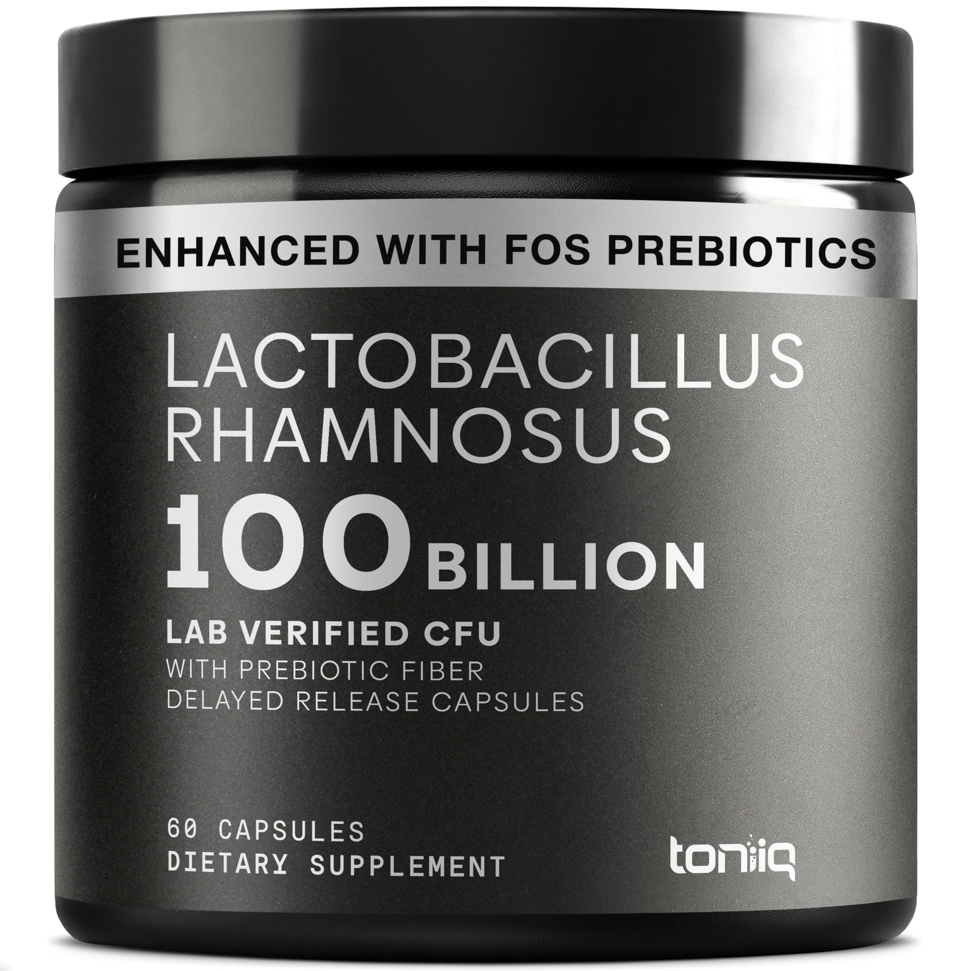 Toniiq Lactobacillus Rhamnosus with Prebiotic FOS 100B CFU Delayed Release Capsules, 60 Capsules