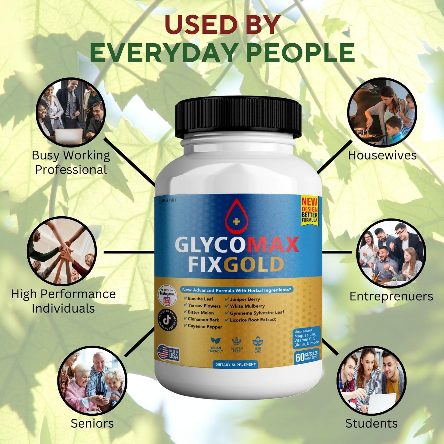 Glyco Max Fix Gold All Natural Formula to Maintain Healthy Levels, Maximum Strength Daily Formula Blood Reviews, 180 Capsules