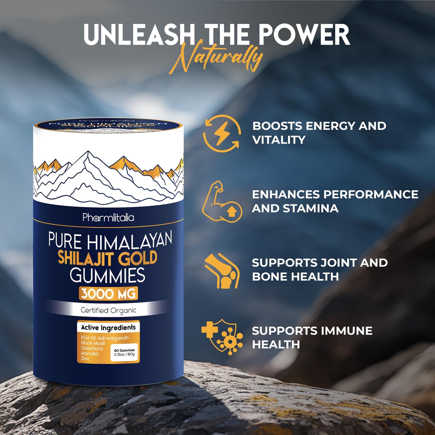Pharmlitalia Shilajit Gummies 60 Count