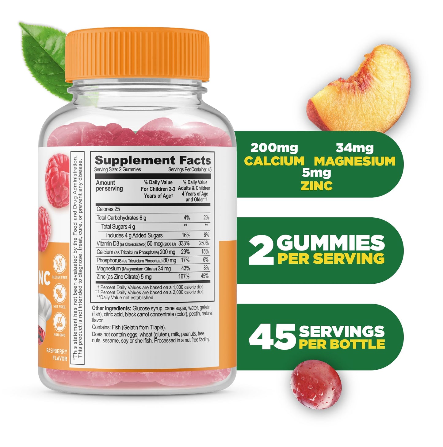 Lifeable Kids Calcium Magnesium Zinc Gummies, 1 Pack