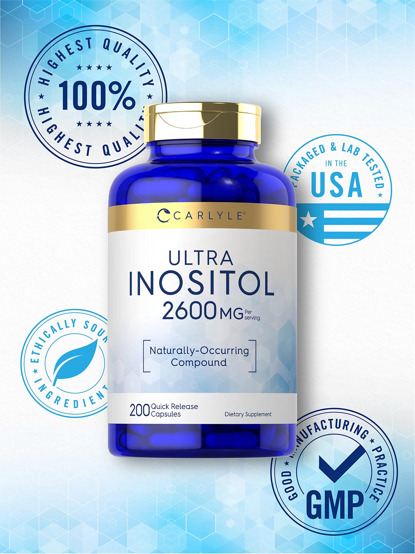 Carlyle Inositol Supplement Capsules 200 Count