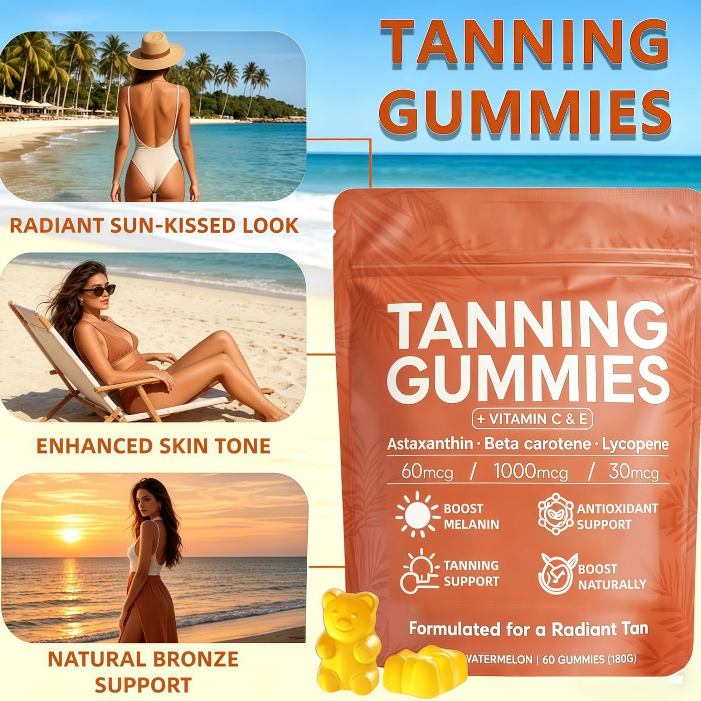 STDKDFW Skin Tanning 60 Gummies