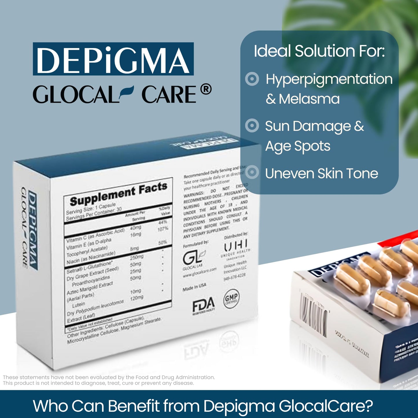 GlocalCare Depigma Capsules 30 Count