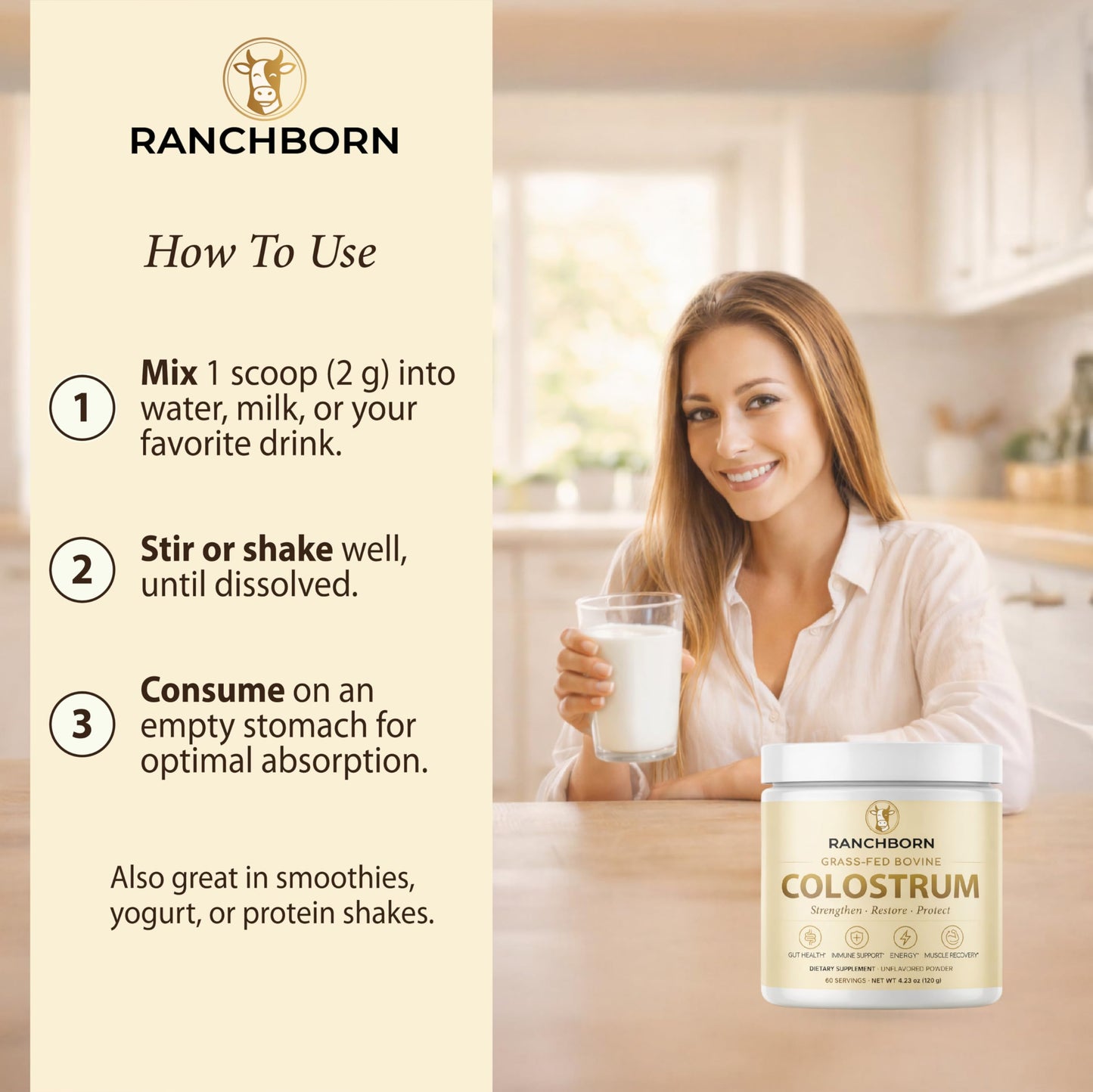 RANCHBORN Colostrum Powder 4.23 Ounce