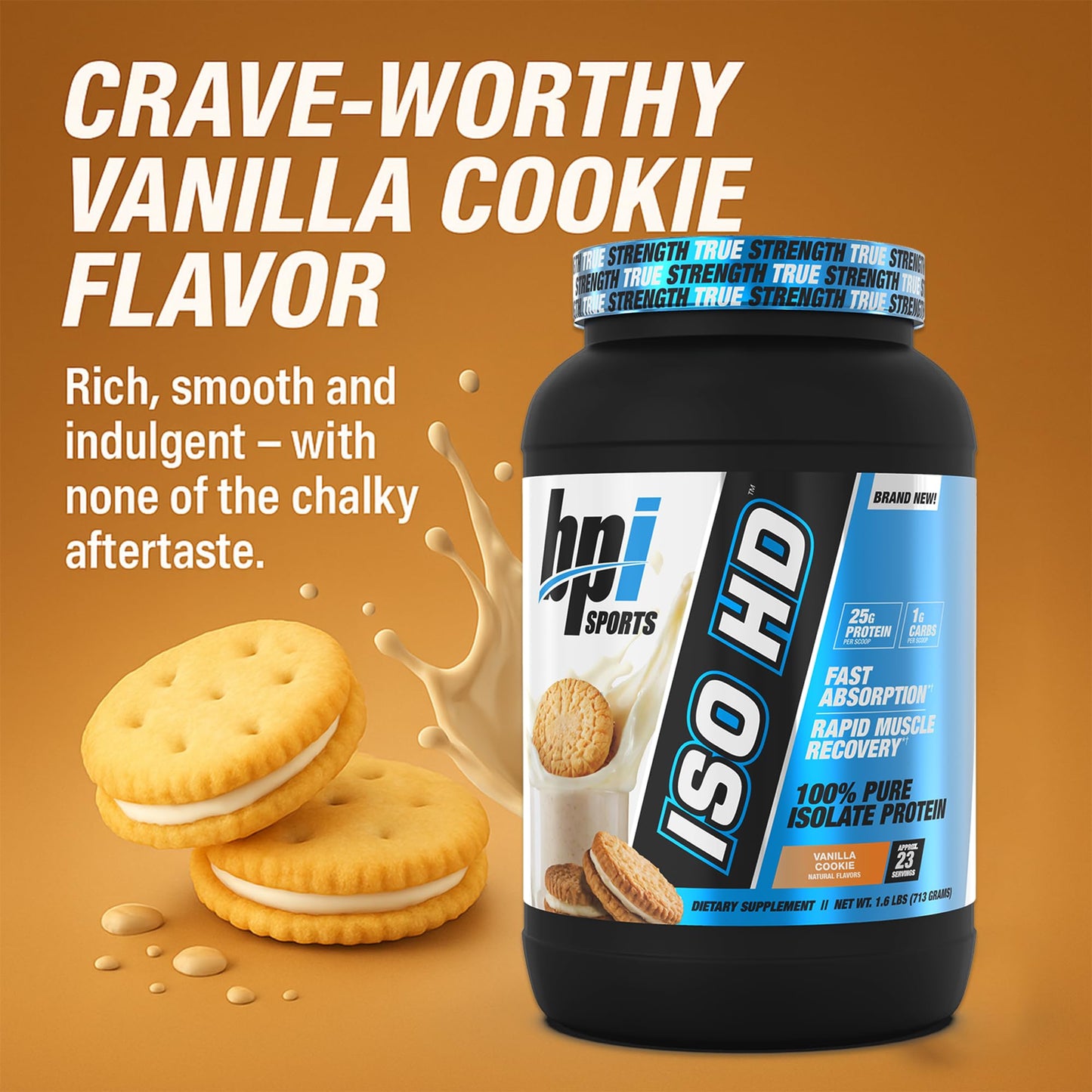 BPI Sports ISO HD Isolate Protein Powder Vanilla Cookie, 1.6 lb, 23 Servings