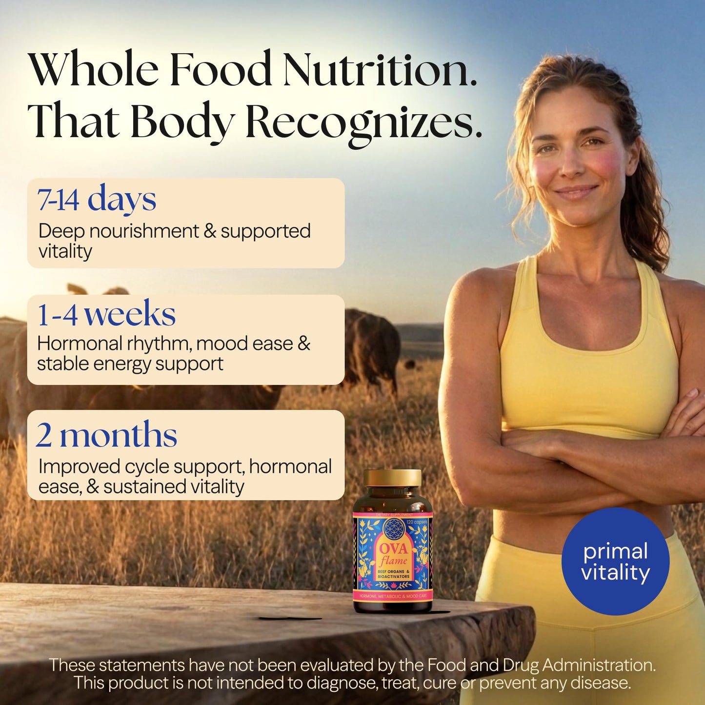 OVA Flame Beef Organ Supplement for Women, 120 Capsules