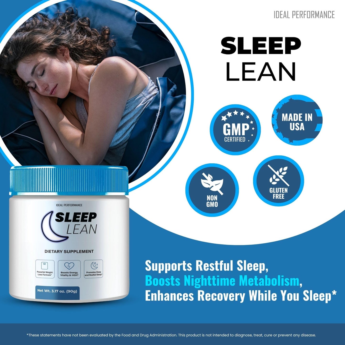 IDEAL PERFORMANCE Sleep Lean Powder, 10 oz