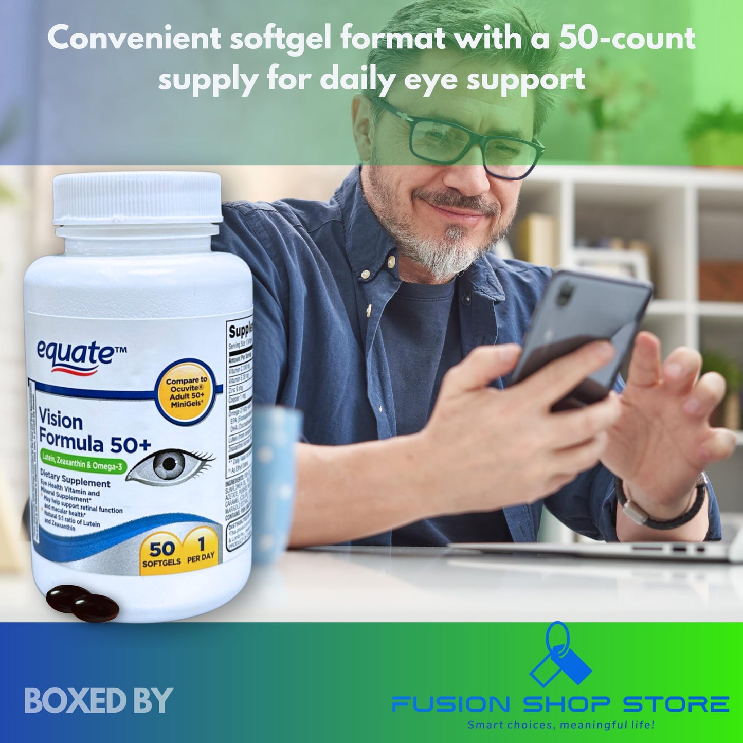 FUSION SHOP STORE Vision Formula 50 Plus Softgel, 50 Count