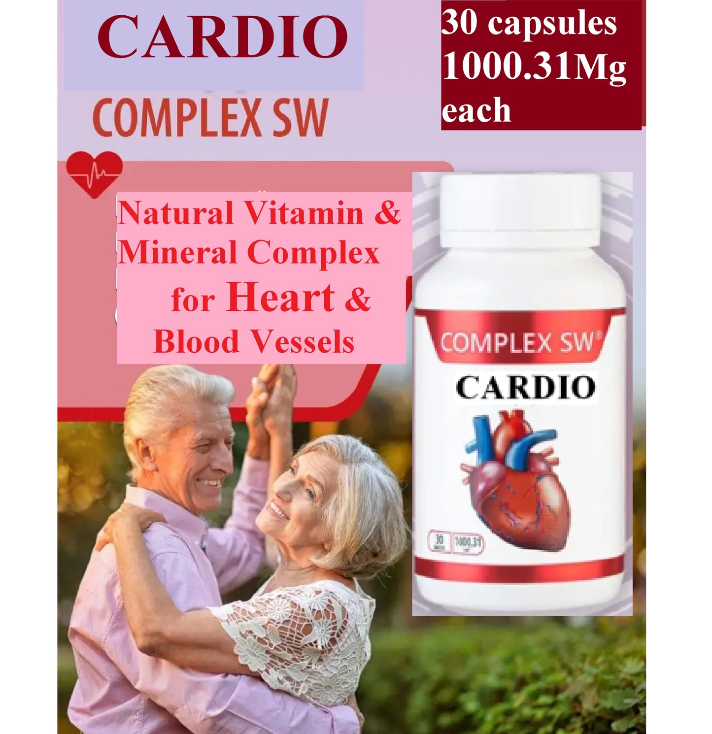 GENERIC Cardio Heart Health Supplements for Healthy Blood Circulation & Blood Pressure Support with Potassium, Magnesium, Chromium, Zinc, Manganese, Selenium 30 Capsules