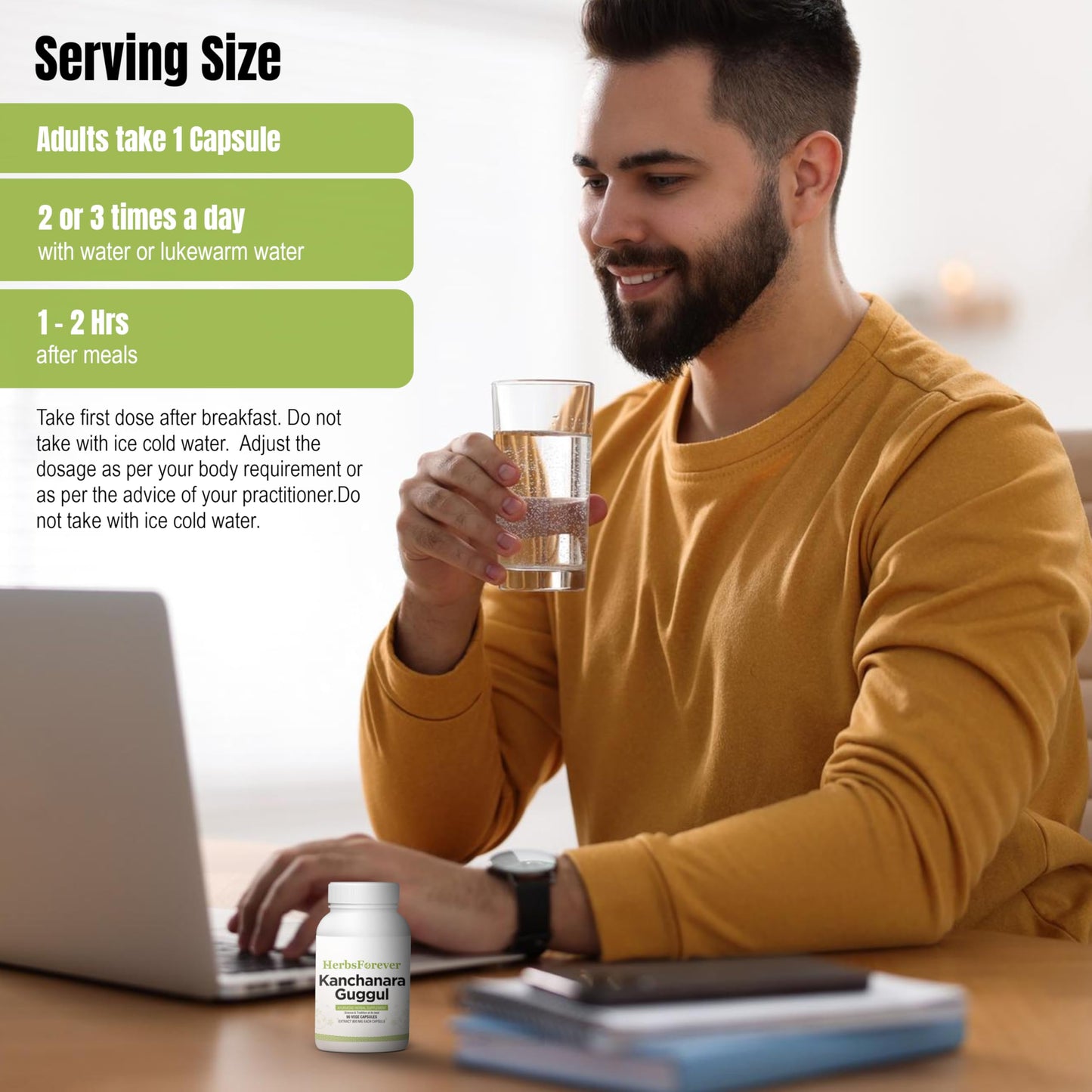 Herbsforever Kanchnara Guggul - Thyroid Balancing & Glandular Lymphatic Health, System & Fibroid Care with Triphala & Trikatu & 4 Ayurvedic Herbs Extract, Traditional Authentic, 90 Veg Capsules
