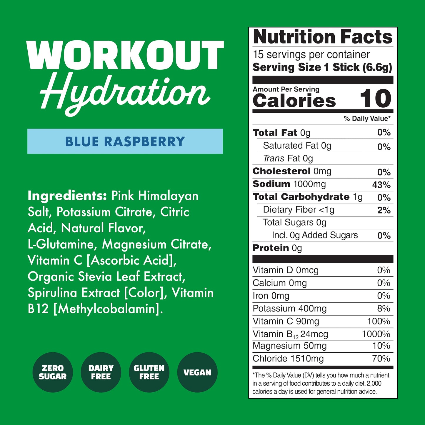 Waterboy Workout Hydration Electrolytes Powder Blue Raspberry 3.5 oz