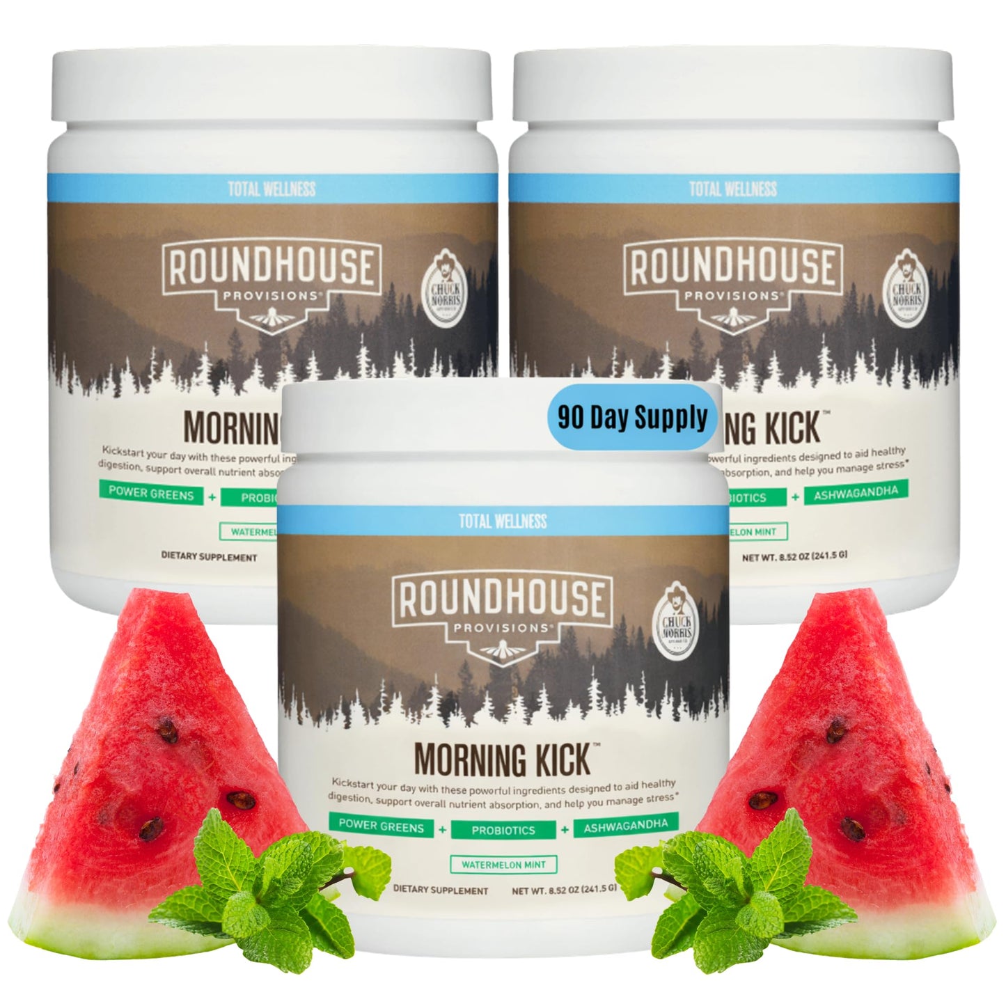 Roundhouse Provision Morning Kick Greens Powder Watermelon Mint, 27.3 oz