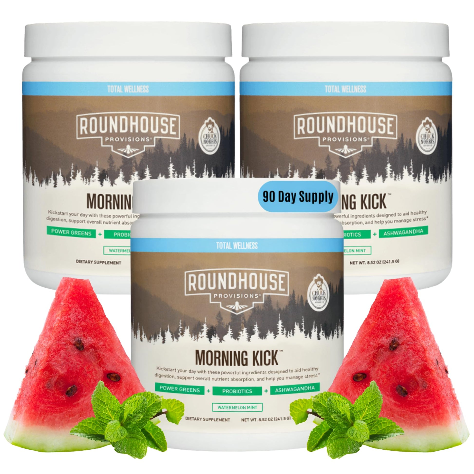 Roundhouse Provision Morning Kick Greens Powder Watermelon Mint, 27.3 oz