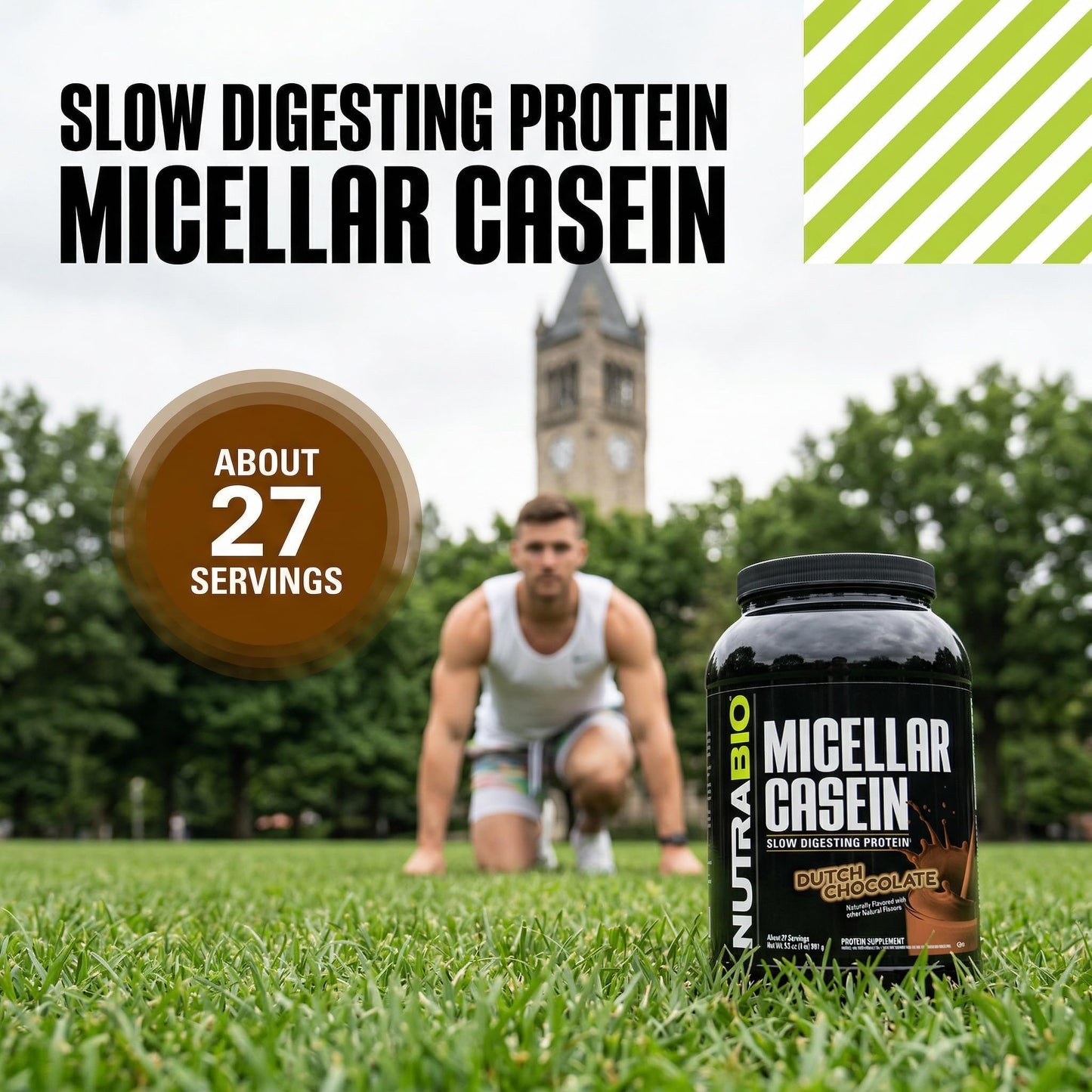 NutraBio Micellar Casein Protein Powder, 2 lb, Chocolate