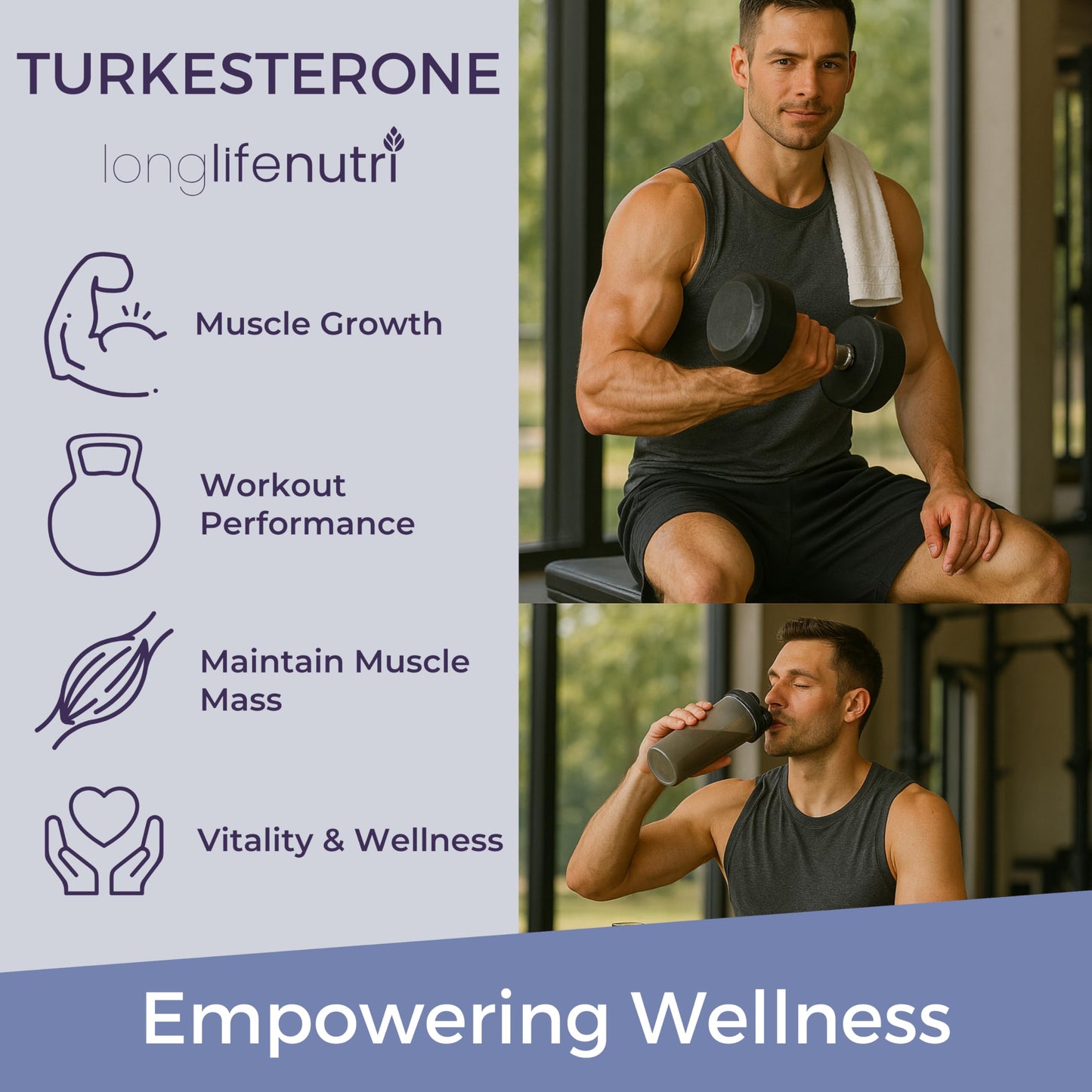 LongLifeNutri Turkesterone 1200mg Ajuga Turkestanica for Strength, Recovery and Muscle Growth, Capsules, 120