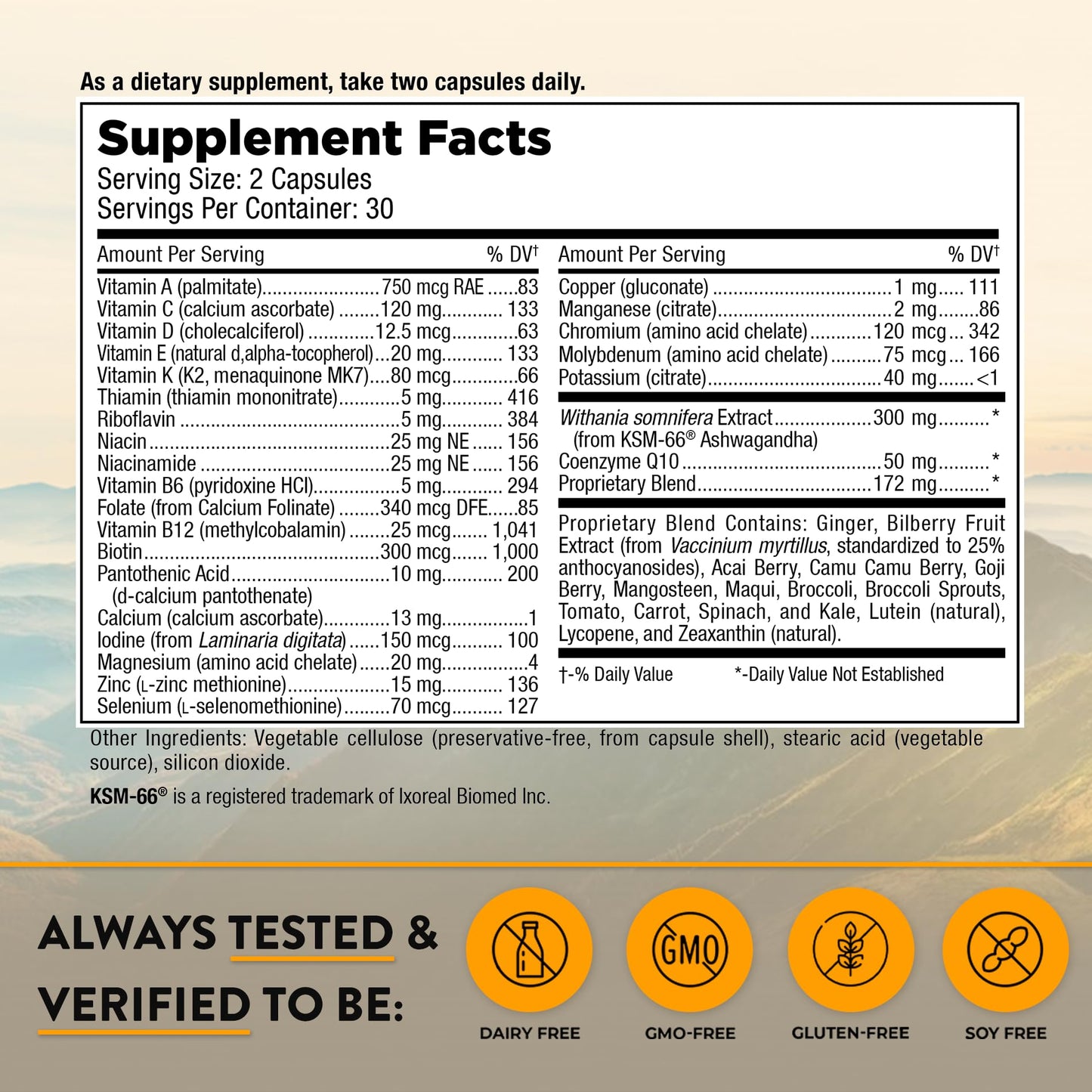 Mt. Angel Vitamins Men's Multivitamin Capsules 60 Count