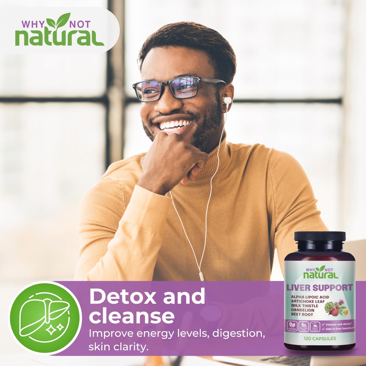 Why Not Natural 5-in-1 Liver Health Formula with Milk Thistle, 120 Capsules